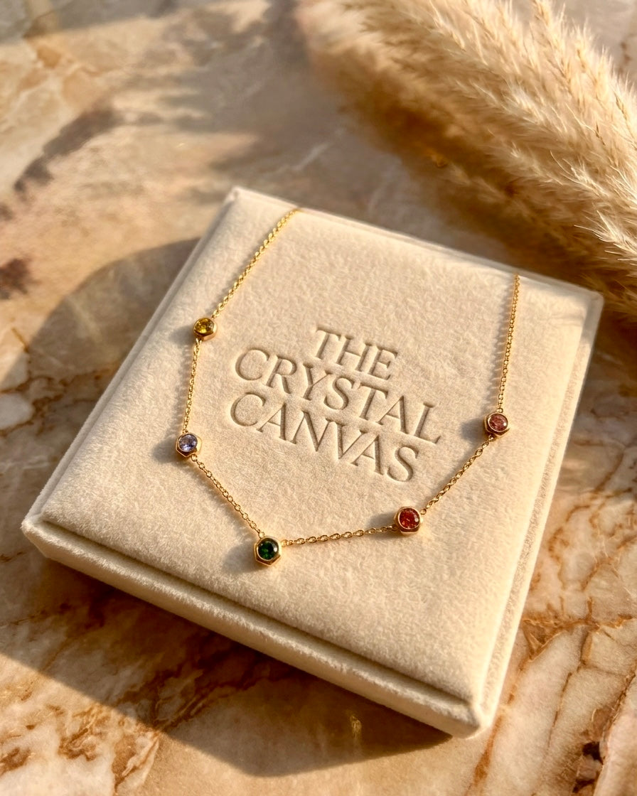 Aurora Hexa Gemstone Gold Necklace