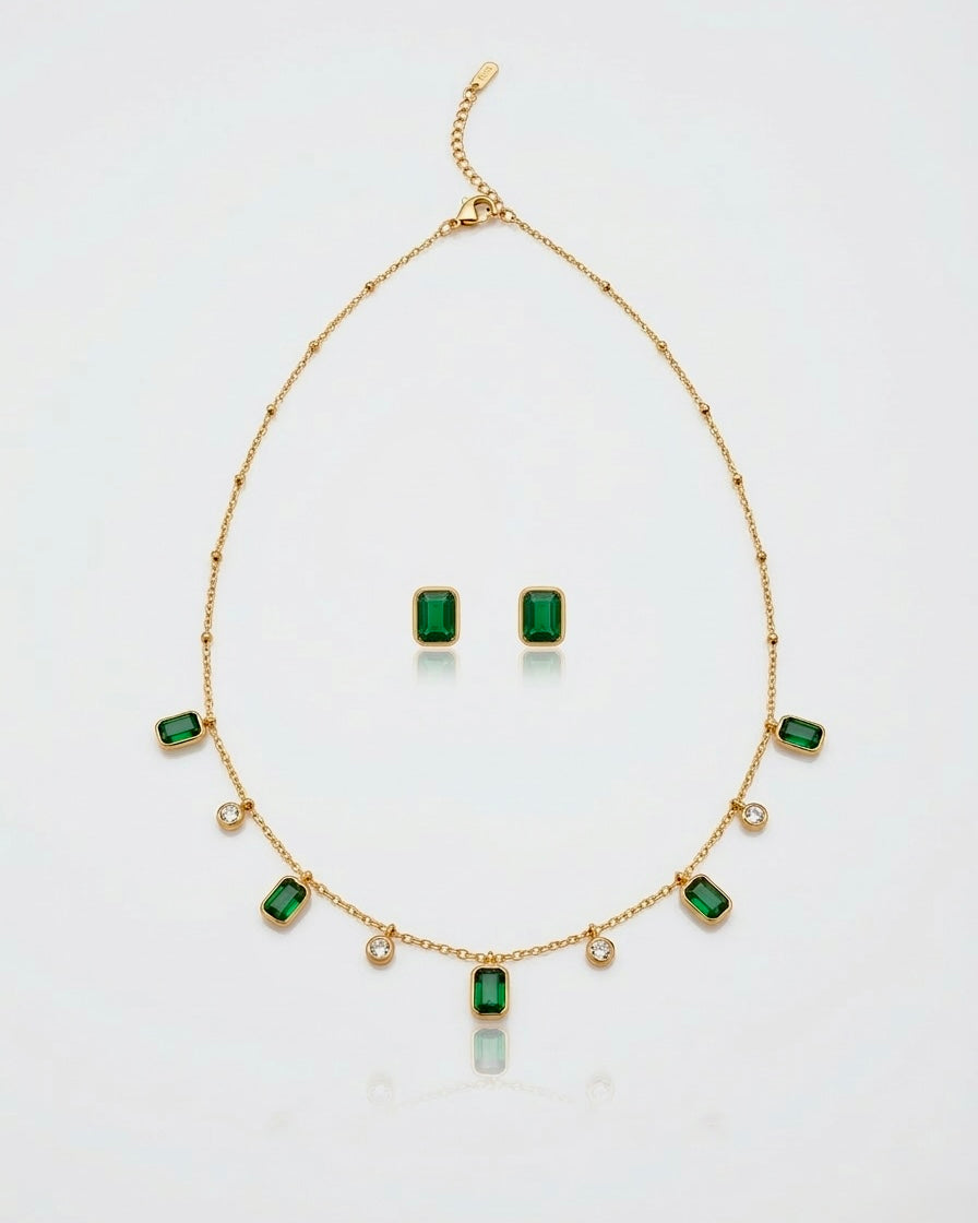 Emerald Grace Necklace & Stud Set