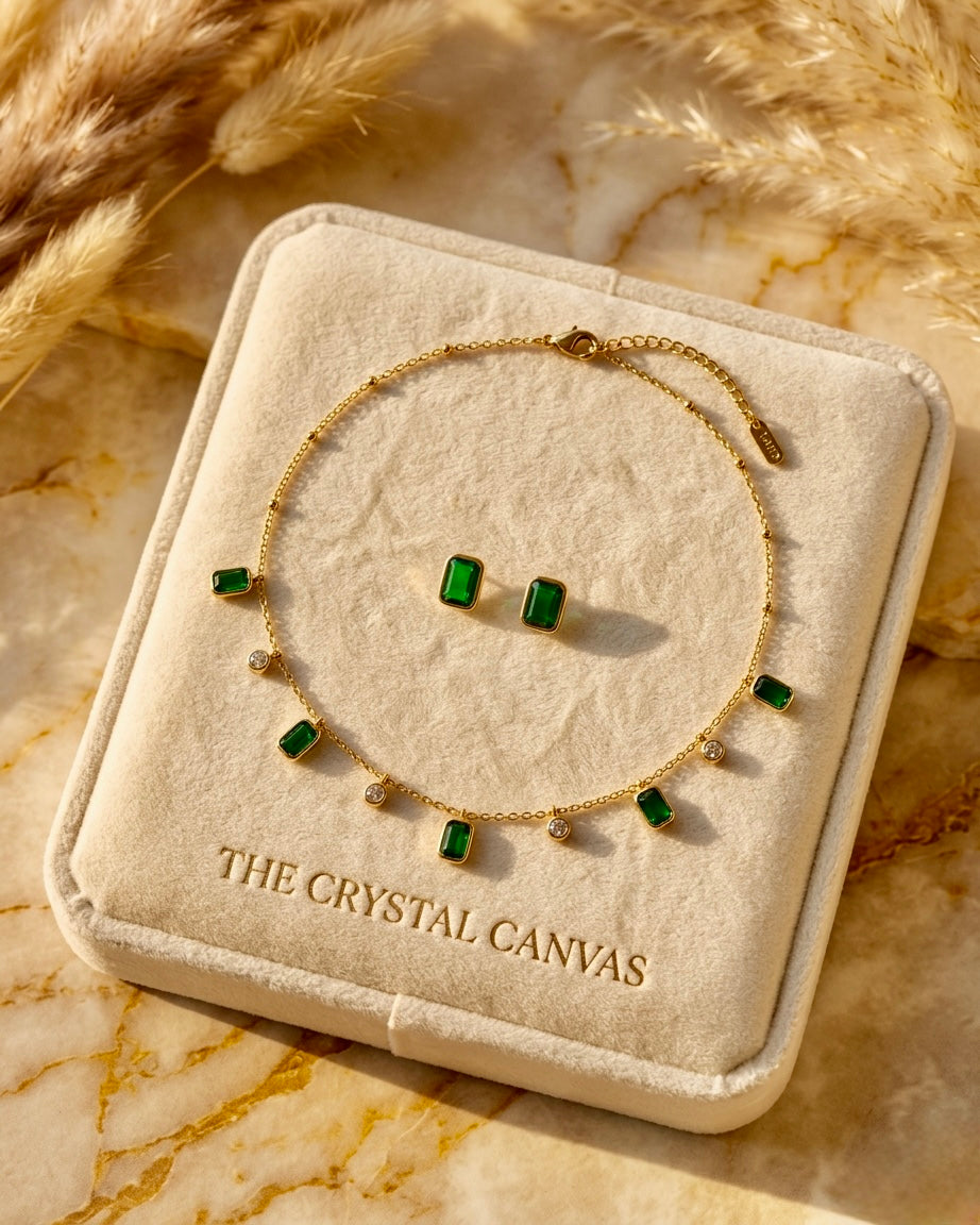 Emerald Grace Necklace & Stud Set