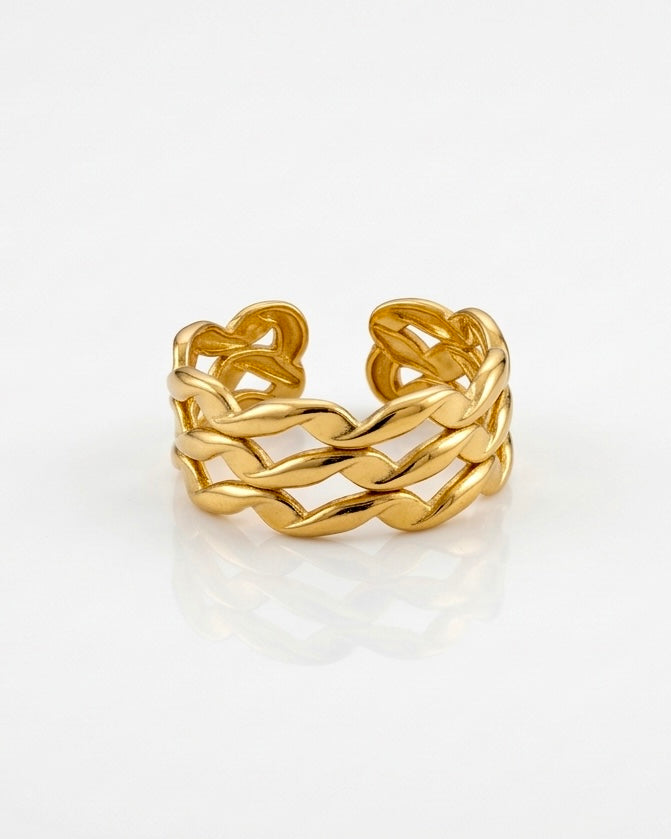 Aurora Weave Adjustable Gold Ring