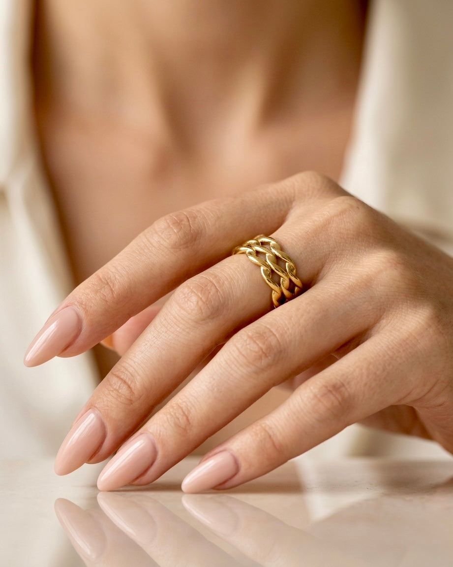 Aurora Weave Adjustable Gold Ring