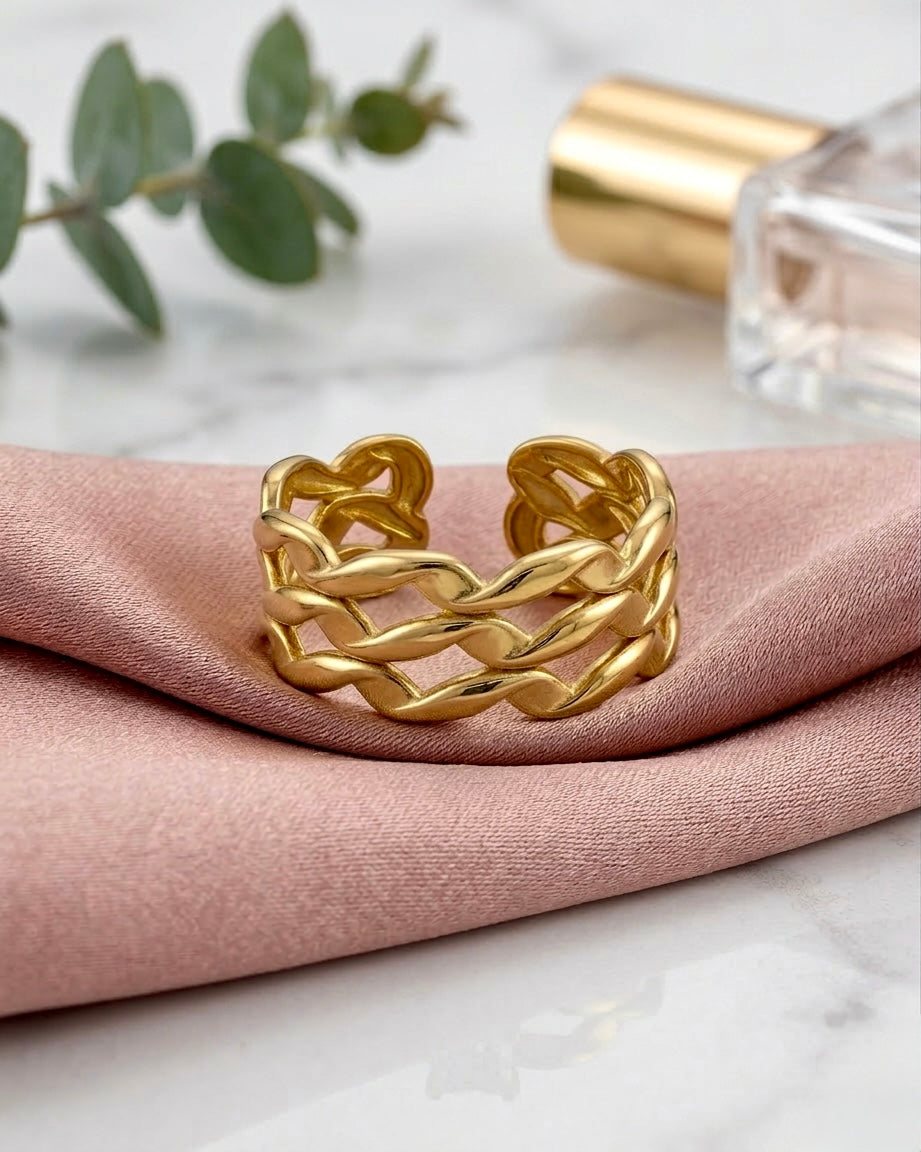 Aurora Weave Adjustable Gold Ring