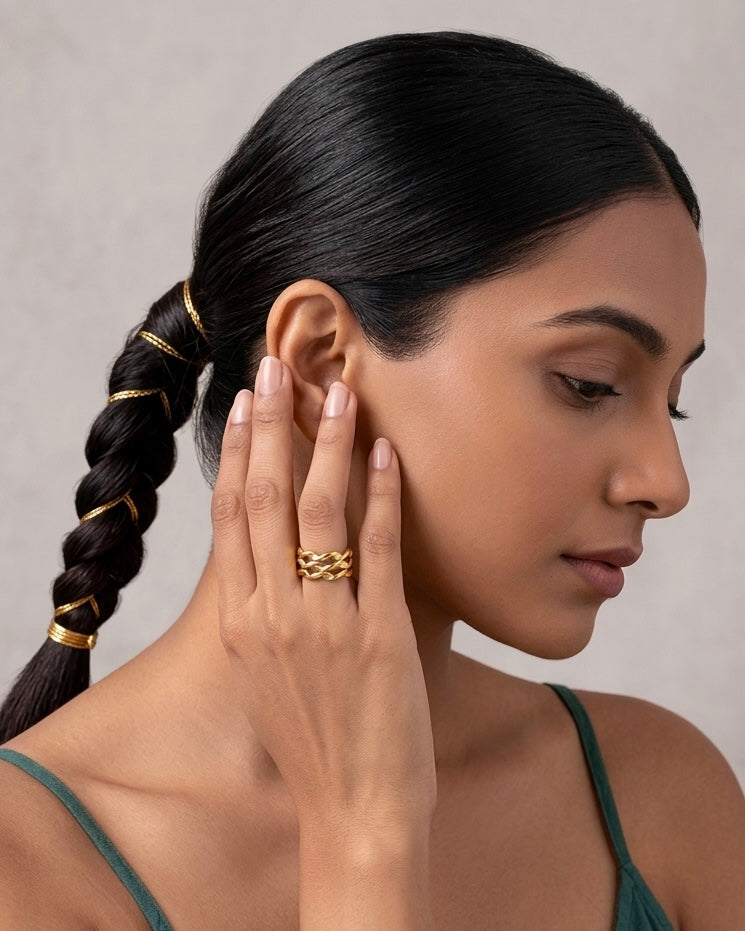 Aurora Weave Adjustable Gold Ring