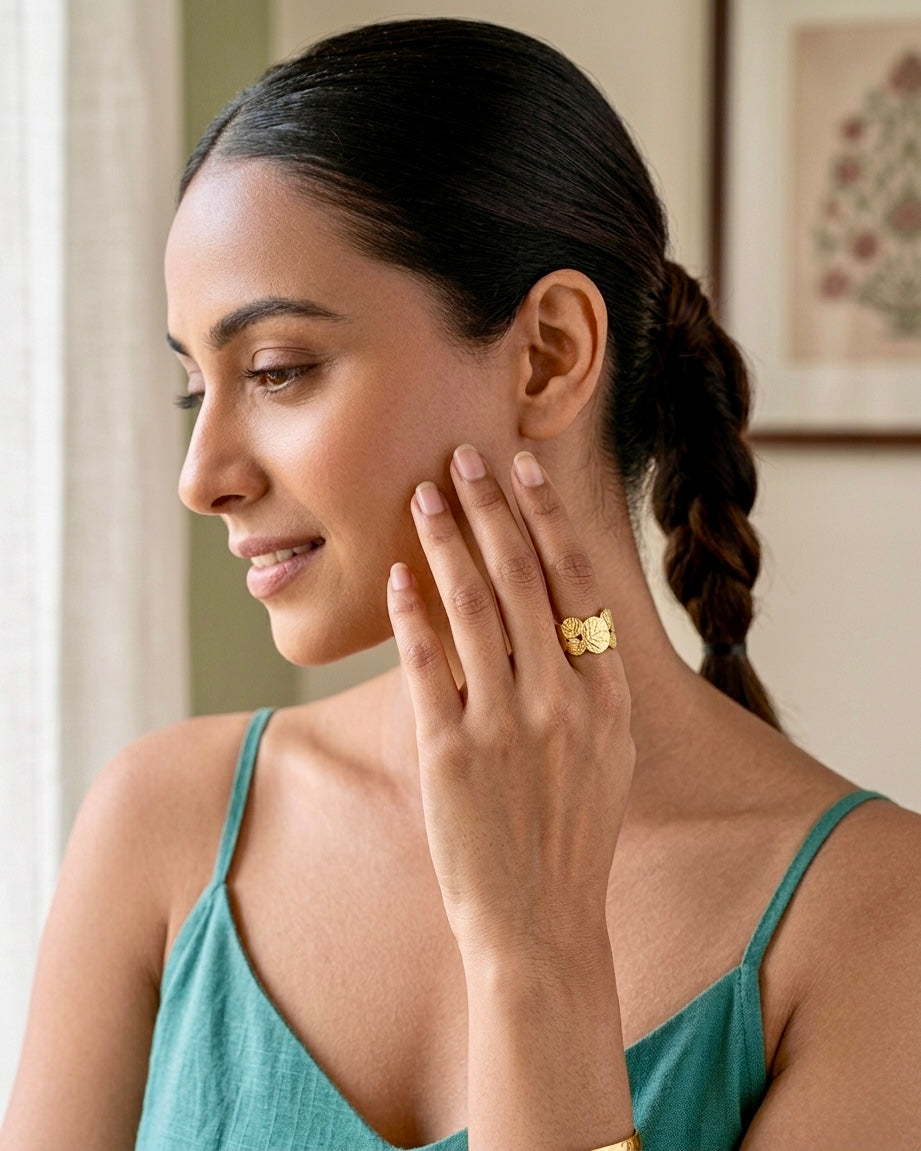 Golden Leaf Adjustable Ring