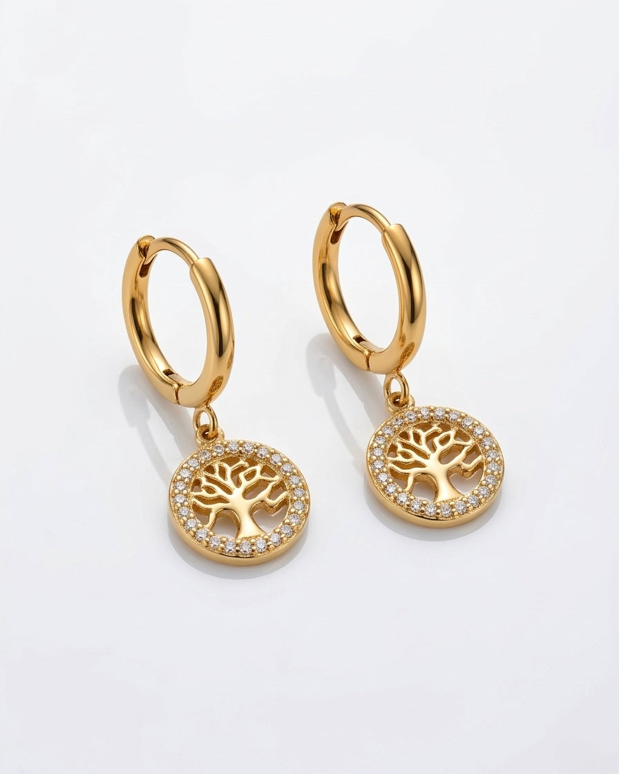 Elysian Tree Charm Hoops