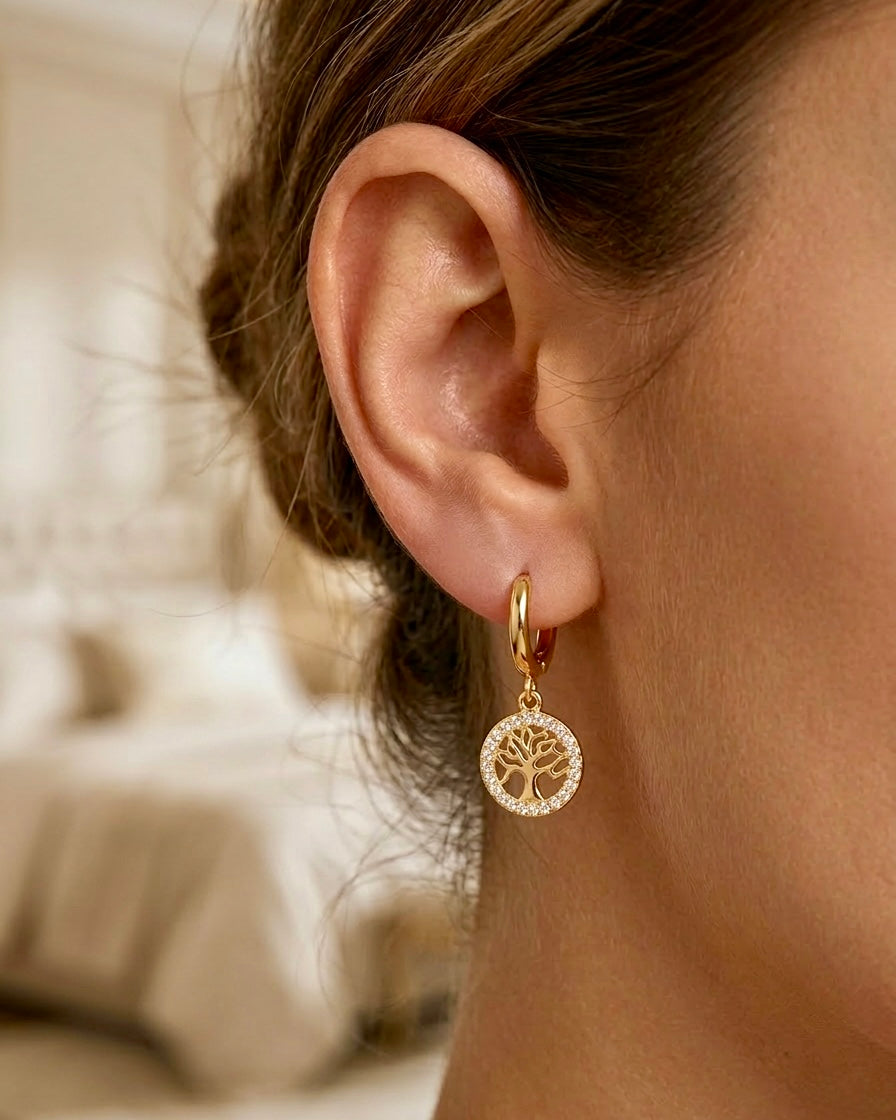 Elysian Tree Charm Hoops