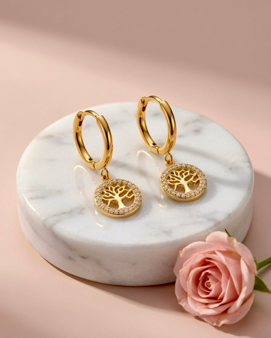 Elysian Tree Charm Hoops