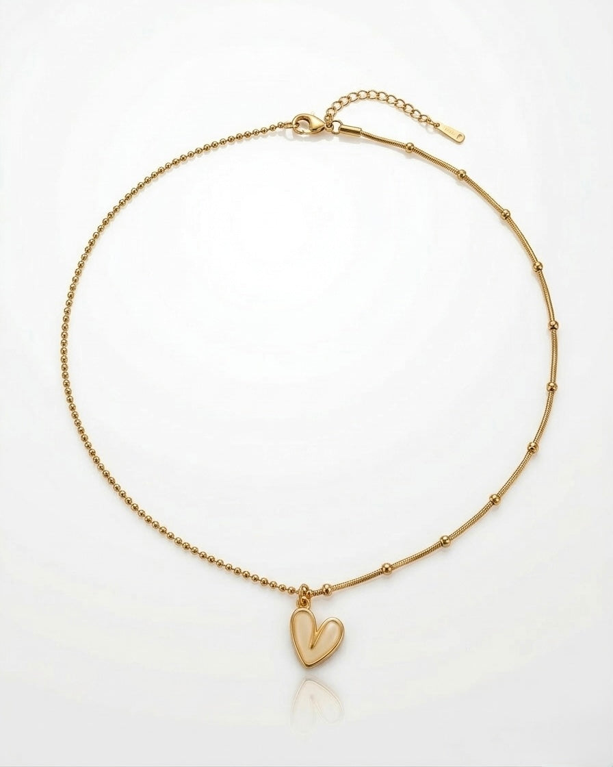 Amora Heart Charm Gold Necklace