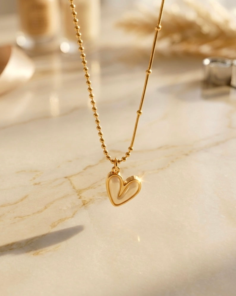 Amora Heart Charm Gold Necklace