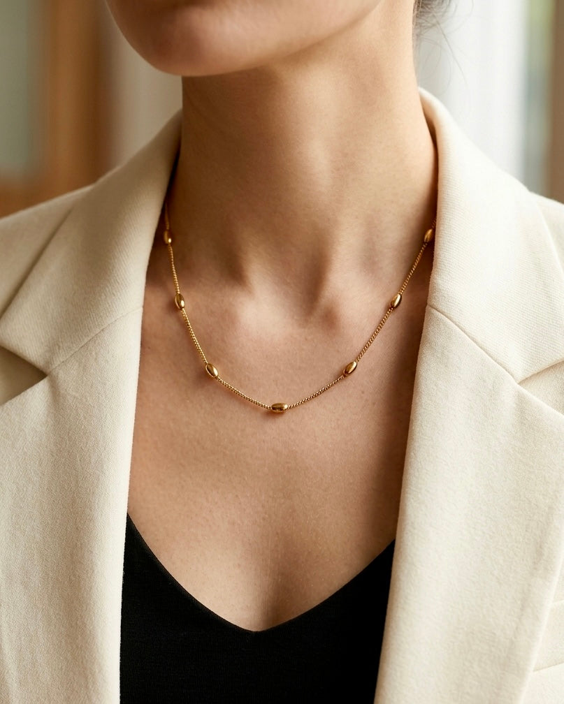 Aurelia Beaded Gold Necklace
