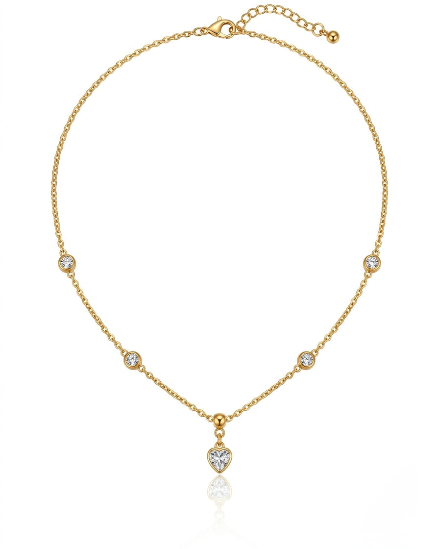 Celeste Heart Drop Crystal Necklace
