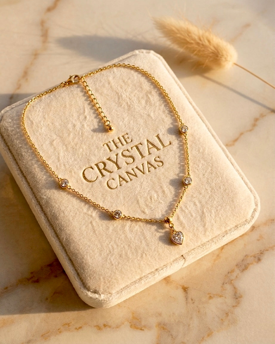 Celeste Heart Drop Crystal Necklace