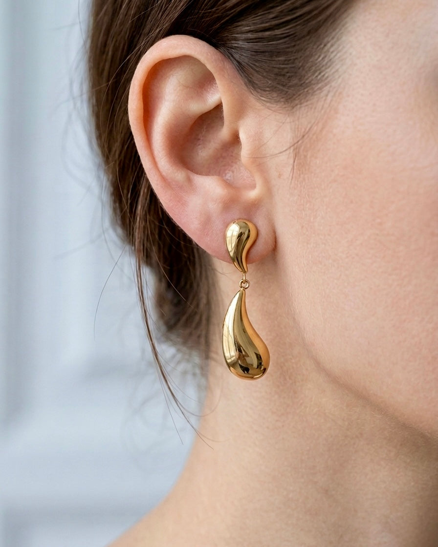Luna Drip Gold Drop Earrings