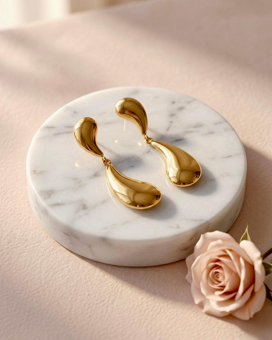 Luna Drip Gold Drop Earrings