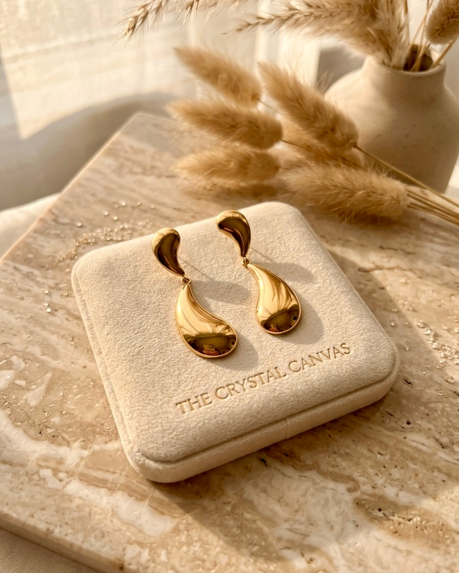 Luna Drip Gold Drop Earrings