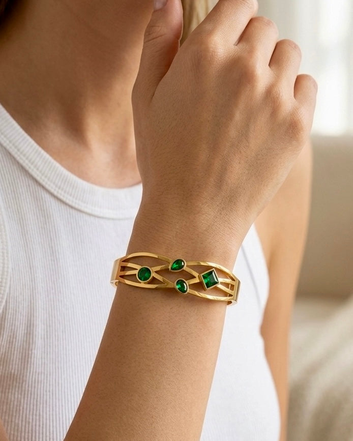 Emera Luxe Gold Crystal Cuff