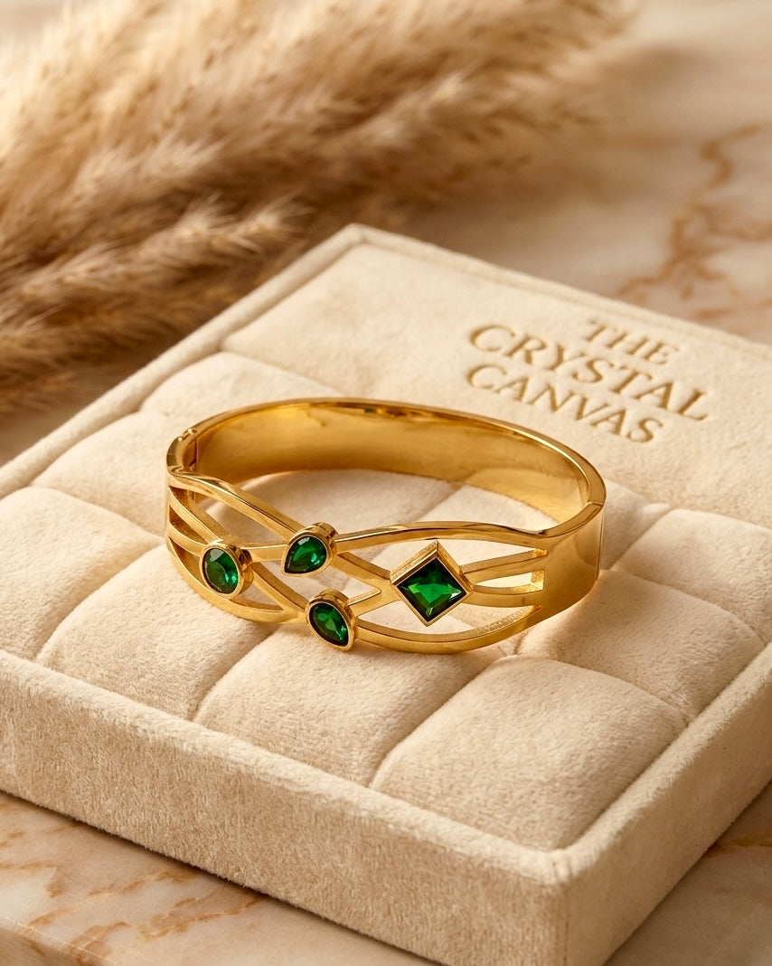 Emera Luxe Gold Crystal Cuff