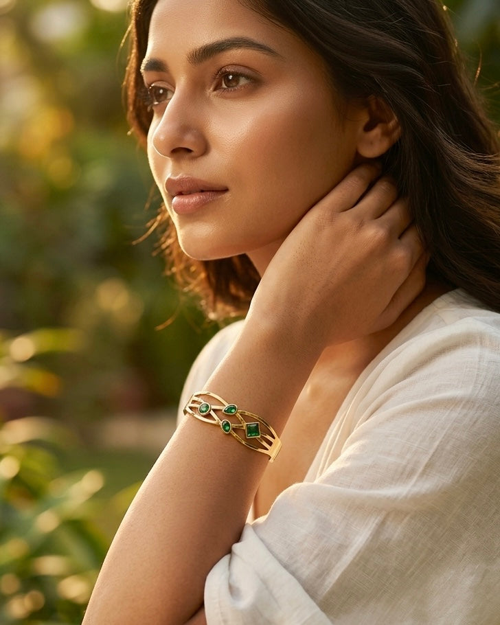 Emera Luxe Gold Crystal Cuff
