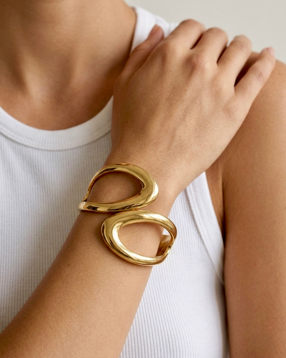 Veloura Sculpted Gold Statement Bracelet
