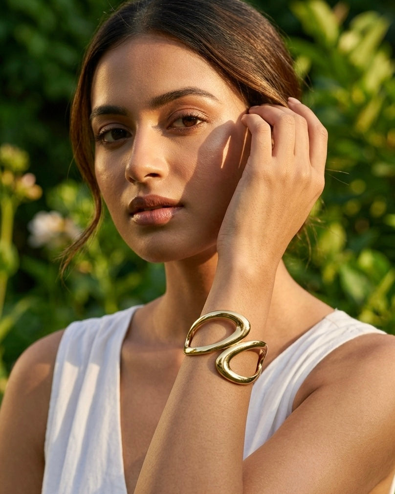 Veloura Sculpted Gold Statement Bracelet