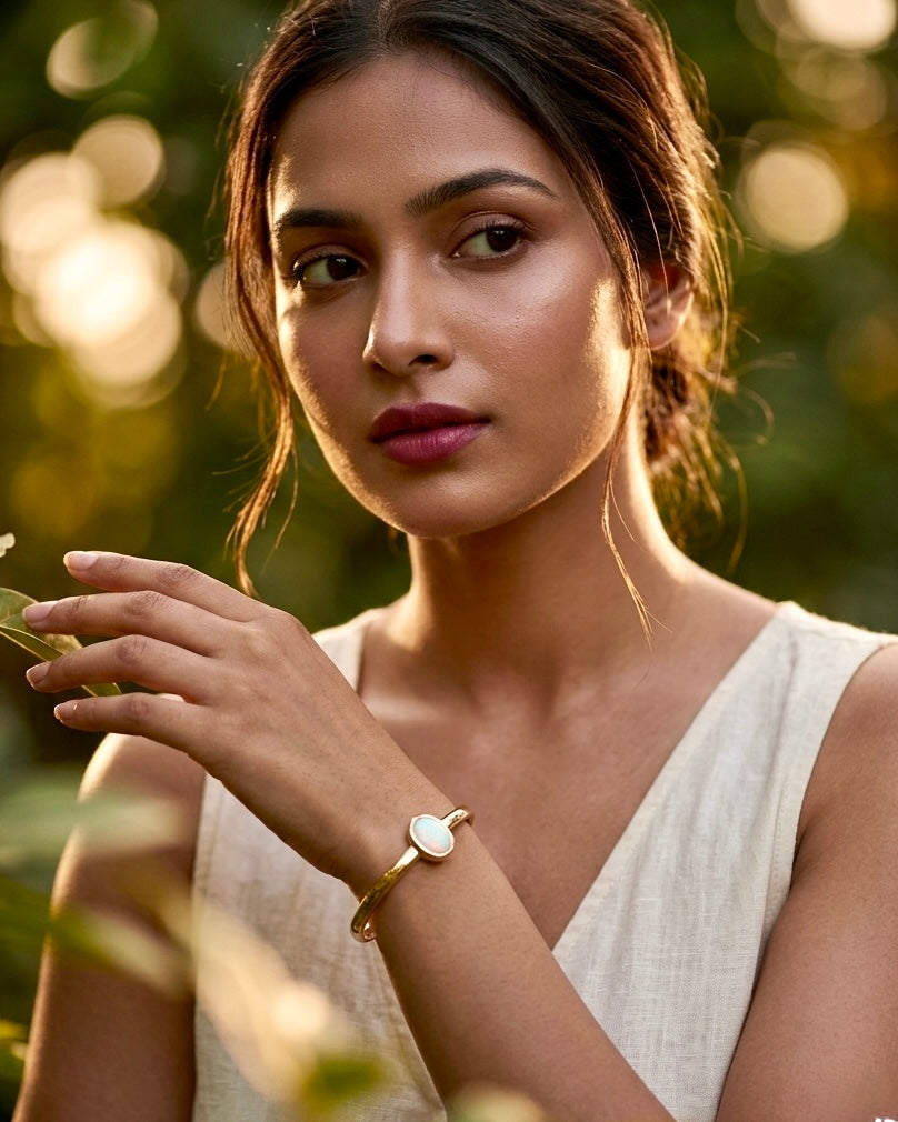 Moonstone Grace Gold Plated Bangle