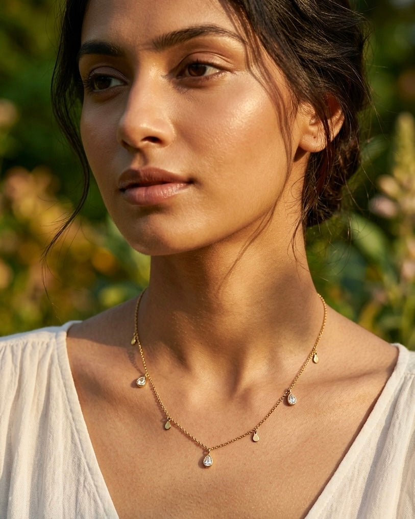 Aurora Teardrop Charm Necklace