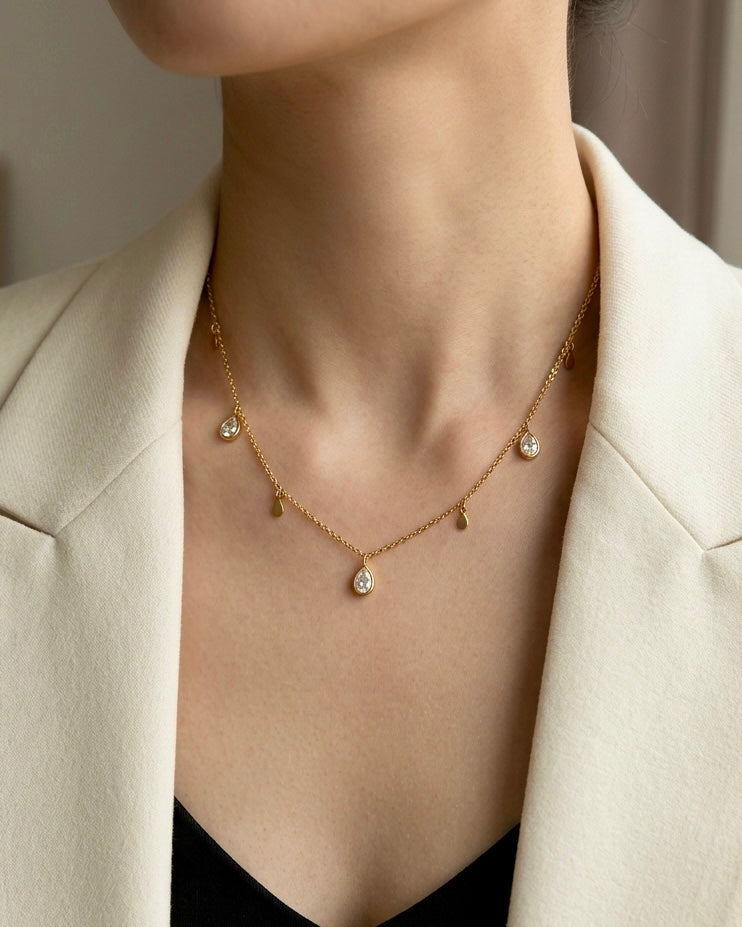 Aurora Teardrop Charm Necklace