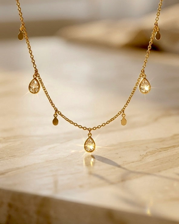 Aurora Teardrop Charm Necklace
