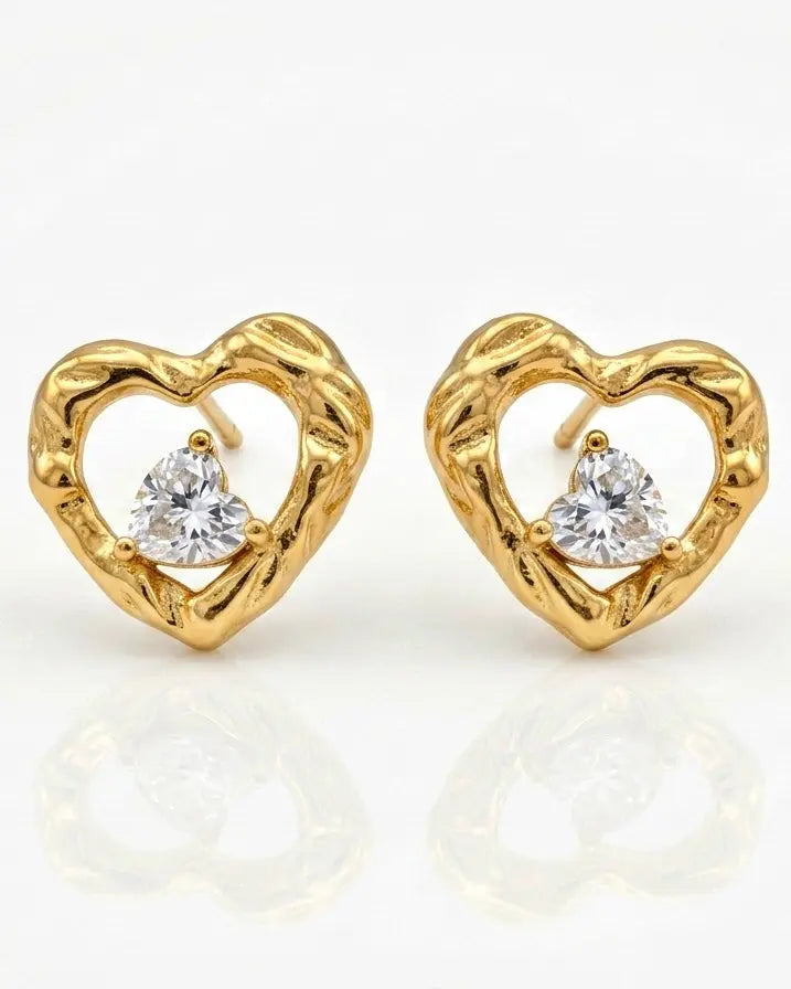 Golden Heart Glow Stud Earrings