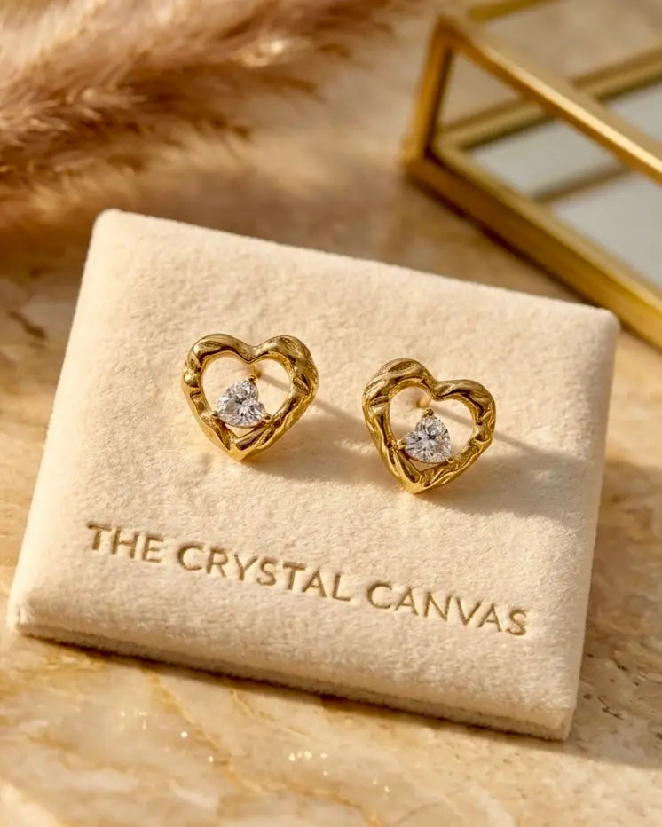 Golden Heart Glow Stud Earrings